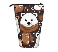 TTIGLHOH Trousse à crayons télescopique pour filles et garçons - Ours blanc marron - Grande capacité pour l'école, Noir , Taille unique, Organiseur de sac