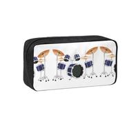 TTIGLHOH Trousse à stylos large ouverte en tissu doux imprimé jazz Drum haute capacité, papeterie esthétique pour l'école