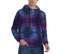 TTIGLHOH Univers avec étoiles et galaxie Interstellar imprimé décontracté graphique sweat à capuche pour homme, pull élégant à manches longues avec cordon de serrage avec poche, Noir , L