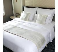 TTiiLoe Chemin de lit en velours beige géométrie à rayures diamant écharpe couvre-lit décoration hôtel housse de lit moderne protection pour chambre à coucher 45 x 240 cm