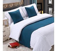 TTiiLoe Chemins de lit doux bleus sans décoloration, couvre-lit uni pour décoration de la maison, serviettes de lit de mode, tapis de pied de lit moderne pour salon, chambre, hôtel, 210x50 cm