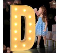 TTiiLoe Lettre D lumineuse de 120 cm, lettres géantes lumineuses pour chapiteau, décorations de fête d'anniversaire, de mariage, décoration à faire soi-même