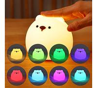 TTiiLoe Veilleuse Ours Mignon, veilleuse LED RVB 8 Couleurs, Lampe de Chevet en Silicone à Changement Couleur for l'allaitement, lumière Animale Rechargeable Filles et garçons (Color : Tap Control)