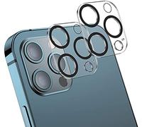 TTIMORE Lot de 2 protecteurs d'objectif d'appareil photo pour iPhone 12 Pro Max - Protection d'écran arrière, verre trempé 9H, couverture complète, sans bulles, HD transparent, anti-rayures et compatible avec les coques, cercle noir - N'affecte pas les prises de vue nocturnes