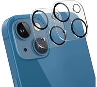 TTIMORE Lot de 2 protecteurs d'objectif d'appareil photo pour iPhone 13/13 Mini - Protection d'écran arrière, verre trempé 9H, couverture complète, sans bulles, HD transparent, anti-rayures et compatible avec les coques, cercle noir - N'affecte pas les prises de vue nocturnes