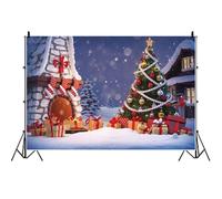 Ttincceer 1.5x1.2m Toile de Fond de scène de Neige hivernale Snowland Sapin de Noël Dessin animé Cheminée Photographie Fond Vacances d'hiver Nouvel an Décoration de fête de Noël Bannière