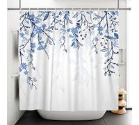 Ttincceer 152x183cm Bleu Fleur Rideau de Douche Abstrait Aquarelle Plante Salle de Bain Séchage Rapide Polyester Décoratif Printemps Été Botanique