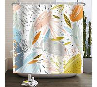 Ttincceer 180x180cm Rideau de Douche Abstrait Graffiti Art Salle de Bain décoration Rideau Aquarelle Abstrait Plante Feuille Rideaux de Douche coloré imperméable Rideau de Baignoire