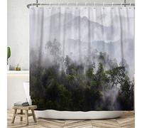 Ttincceer 180x200cm Forêt Brumeuse Rideau de Douche - Jungle Montagne Brouillard Paysage Naturel pour Salle de Bain - Automne Hiver Matin Forêt Baignoire Étanche