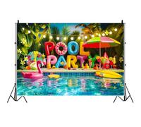 Ttincceer 2.5x1.8m Piscine fête Toile de Fond été Piscine Planche de Surf Baby Shower Photographie Fond Flamant Rose Anneau de Bain Feuilles de Palmier Vacances fêtes d'anniversaire décoration