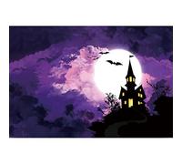 Ttincceer 270x180cm Halloween thème Toile de Fond Dessin animé Gothique château Pleine Lune Nuit Chauve-Souris Photographie Fond Violet rêve Nuit Photographie Toile de Fond