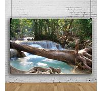 Ttincceer 300x200cm forêt Cascade Toile de Fond Arbres Morts Eau Qui coule Paysage Naturel Photographie Fond Printemps été forêt Tropicale Paysage Photographie Toile de Fond