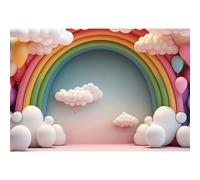 Ttincceer Arc-en-Ciel Arc Toile de Fond 2.2x1.5m Dessin animé Arc-en-Ciel Ballon Nuage bébé Douche Fond Nouveau-né fête d'anniversaire décoration bannière Portrait Prise de Vue Accessoires