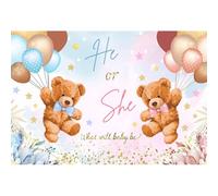 Ttincceer ce Que Sera bébé bannière Toile de Fond Ours en Peluche Jouet bébé Sexe révéler Photographie Fond Ballon coloré il ou Elle Baby Shower décorations de fête bannière Photo Prop 3x2m