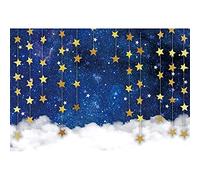 Ttincceer Ciel étoilé Toile de Fond 150x120cm étoiles d'or Gland Nuages Blancs Photographie Fond Scintillant Scintillement Petites étoiles fête d'anniversaire Photographie Toile de Fond