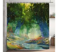 Ttincceer enchanté forêt Rideau de Douche Peinture à l'huile forêts Vertes Rideau de Salle de Bain Pays des Merveilles Art Moderne Salle de Bain Rideau décoratif étanche 180x180cm