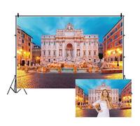 Ttincceer Italie Fontaine de Trevi Toile de Fond 3x2.5m Rome Architecture Baroque Italie Point de repère Fond Rome Voyage Italien thème fête décoration bannière Studio Accessoires