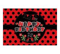 Ttincceer Ladybug Anniversaire Fond 2.2x1.5m Mignon Rouge Noir Polka Dots Enfants 1er Anniversaire fête Photographie Fond baptême de bébé gâteau Table bannière Studio Photo Accessoires