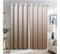 Ttincceer Lot de 2 rideaux occultants ombrés à isolation thermique avec œillets pour chambre à coucher, marron dégradé blanc, 117 x 183 cm