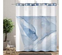 Ttincceer marbre sans Crochet Rideau de Douche avec Doublure Snap-in Double Couche Bleu marbre Texture Salle de Bain décorative avec Voir à Travers Maille Haut imperméable Lavable 180x188cm