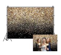 Ttincceer Or Scintillant Toile de Fond 300x200cm Bokeh Taches dorées Fond Scintillant Noir Or thème Luxe Anniversaire fête de Mariage Photographie Toile de Fond Portrait Photo Studio Accessoires