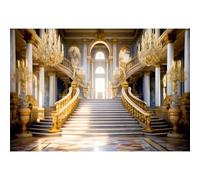 Ttincceer Palais d'or Toile de Fond intérieure 450x300cm Palais européen château Hall escalier Photographie Fond Magnifique Luxe château Royal Fond Anniversaire bannière de Mariage