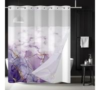 Ttincceer Rideau de Douche marbre sans Crochet avec Snap en Doublure, imperméable Double Couche de Luxe Violet Crack Art Salle de Bain décorative avec Voir à Travers la fenêtre supérieure 180x188cm