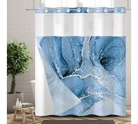 Ttincceer Rideau de Douche sans Crochets avec Doublure à Pression, Motif Abstrait Roche fissurée marbrée, imperméable et décoratif pour Salle de Bain avec fenêtre Transparente en Haut 180x188cm