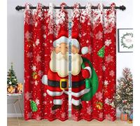 Ttincceer Rideau du père noël pour Chambre fête de noël Rideaux de fenêtre occultants Flocon de Neige Cloches d'arbre de noël Rideaux de Chambre à Isolation Thermique de noël Rouges 140x145cm