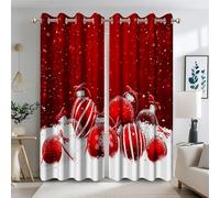 Ttincceer Rideaux occultants de Noël pour Chambre à Coucher Motif Danseur 135x245cm 2 Panneaux Rouge et Blanc Boules décoratives de Noël Pays des neiges décoration du Nouvel an