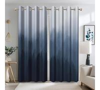 Ttincceer Rideaux occultants motif forêt brumeuse et montagne brumeuse - Rideaux occultants pour chambre - Bleu marine - 2 panneaux pour salon - Blocage de la chaleur