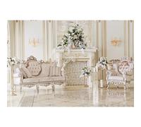 Ttincceer Salon Toile de Fond 3x2.5m château de Luxe Meubles d'intérieur Fond élégant canapé cheminée Lustre Anniversaire Photographie Toile de Fond Enfants Adulte Portrait Prise de Vue Accessoires