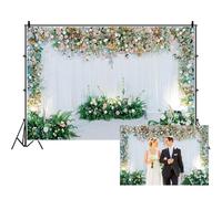 Ttincceer Toile de Fond de Mariage pour la Photographie 300x200cm Mur de Fleurs Rideau Blanc en Plein air Mariage Photo Fond Mur Nuptiale baptême fête en Plein air Photographie Toile de Fond