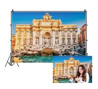 Ttincceer Toile de Fond Fontaine de Trevi 6x3m Italie Rome Antique Monument Architectural Arrière-Plan Europe Attractions célèbres Bâtiment Photographie Toile de Fond Studio Photo Accessoires
