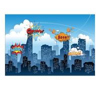 Ttincceer Toile de Fond Super héros 6x3m thème animé, Paysage Urbain Nocturne, pour Enfants, Anniversaire, Photographie, Studio, Portrait, Accessoires de Prise de Vue
