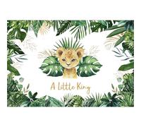 Ttincceer Toile de Fond Un Petit Roi Lion 3x2m Safari Jungle Animal Sauvage thème Anniversaire Fond Plante Tropicale Feuilles de Palmier Nouveau-né garçon Fille Anniversaire bannière