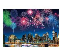 Ttincceer Ville Feux d'artifice Toile de Fond 2,2x1,5m Pont de Brooklyn Gratte-Ciel scène Nuit de noël Fond New York Ville Nouvel an Paysage fête de Famille Photographie Fond photomaton Accessoire