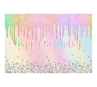 Ttinccer Toile de Fond Joyeux Anniversaire 1,5x1m Couleurs Arc-en-Ciel Fond de Photographie étincelant Paillettes Diamant Paillettes colorées Anniversaire Photographie Toile de Fond
