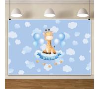 Ttinccer Toile de Fond Mignon Girafe 1,5x1m il est Un garçon Baby Shower Photographie Fond Or étoile Dessin animé Animal Nuage Photographie Toile de Fond Nouveau-né fête d'anniversaire bannière