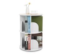 TTISJHK Bibliothèque ronde à 2 étages - Blanche - Rotative à 360° - En PVC - Moderne - Avec 8 compartiments - Peu encombrante - Pour salon, chambre d'enfant, bureau