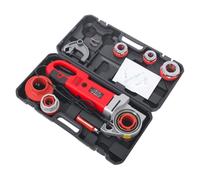 TTISJHK Machine à tarauder électrique 230 V 2300 W Enfile-tube avec 6 matrices 2", 1-1/2", 1-1/4", 1", 3/4", 1/2", groupe de taraudage et jeu de grumes de coupe, machine de taraudage électrique (rouge