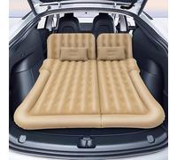 TTISJHK Matelas gonflable pour voiture avec 2 coussins et pompe, pour banquette arrière SUV et coffre - Lit de camping portable double 170 x 120 cm, 6 chambres, imperméable et pliable (beige)