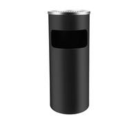 TTISJHK Poubelle en acier inoxydable - 15 l - Avec seau intérieur et cendrier - Noir - Pour l'intérieur et l'extérieur - Pour jardin, bureau, restaurant, hôtel