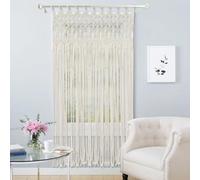 TTISJHK Rideau bohème en macramé, 120 x 195 cm, fil de coton tissé à la main, décoratif, avec anneaux en bois, perméable à l'air et durable, pour salon, porte, mariage et chambre d'enfant
