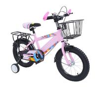 TTISJHK Vélo pour enfant de 14 pouces avec roues stabilisatrices et panier, siège et guidon réglables, cadre en acier robuste, siège arrière et sonnette, vélo fille de 3 à 6 ans, vélo enfant avec