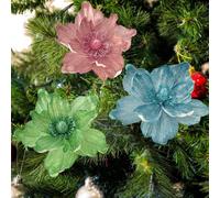 Ttiy Lot de 3 fleurs artificielles pour sapin de Noël - Couronne de fleurs de Noël à faire soi-même pour guirlande de sapin de Noël