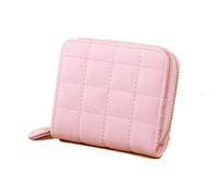 Ttiy Portefeuille en cuir pour femme avec fermeture éclair, porte-cartes de crédit, organiseur de pièces de monnaie portable pour femme, 1 pièce, rose, 11cm*11cm* 3cm, Décontracté