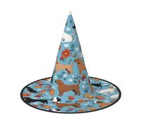 Ttkjshmgc Border Collie Florals - Couronne de festival - Coiffe compacte pour Halloween et Larp, diadème gothique réglable avec tissu lavable en machine