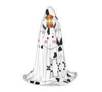 Ttkjshmgc Cape à capuche imprimée vache laitière pour jeunes - Cape imprimée réglable pour adolescents, aventures d'Halloween, fêtes et vêtements festifs facile à porter.