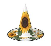Ttkjshmgc Diadème gothique réglable avec tissu lavable en machine Motif tournesols jaunes et fleurs blanches
